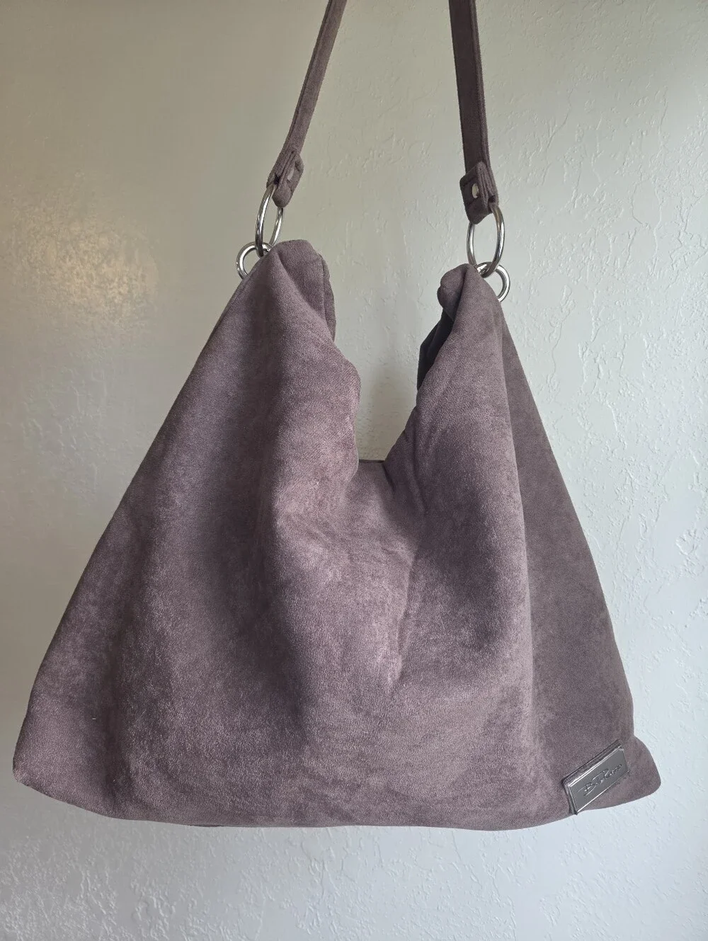 Bella Russo Taupe Faux Suede Slouchy Hobo Shoulder Bag